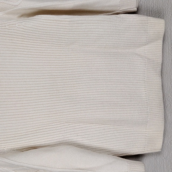 Ann Taylor Cream Wool Blend Crew Neck Wrist Sleeve Ribbed Cable Knit Sweater Top - Picture 9 of 10